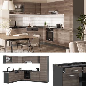 Vicco Cucina angolare completa Grigio nobile/antracite 227 x 287 cm , PL Marmo