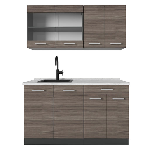 Vicco Cucina monoblocco Grigio nobile/antracite 140 cm , PL Marmo