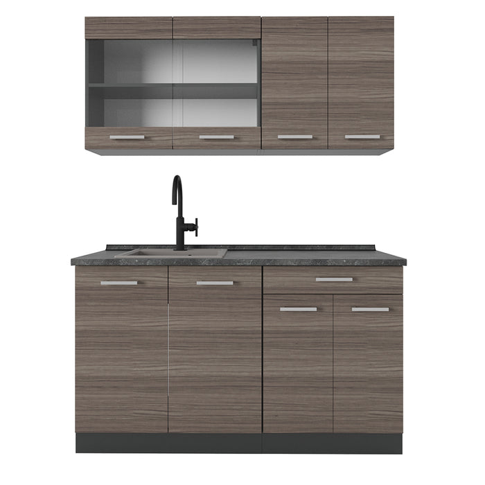 Vicco Cucina monoblocco Grigio nobile/antracite 140 cm , PL Antracite