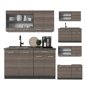 Vicco Cucina monoblocco Grigio nobile/antracite 140 cm , PL Rovere