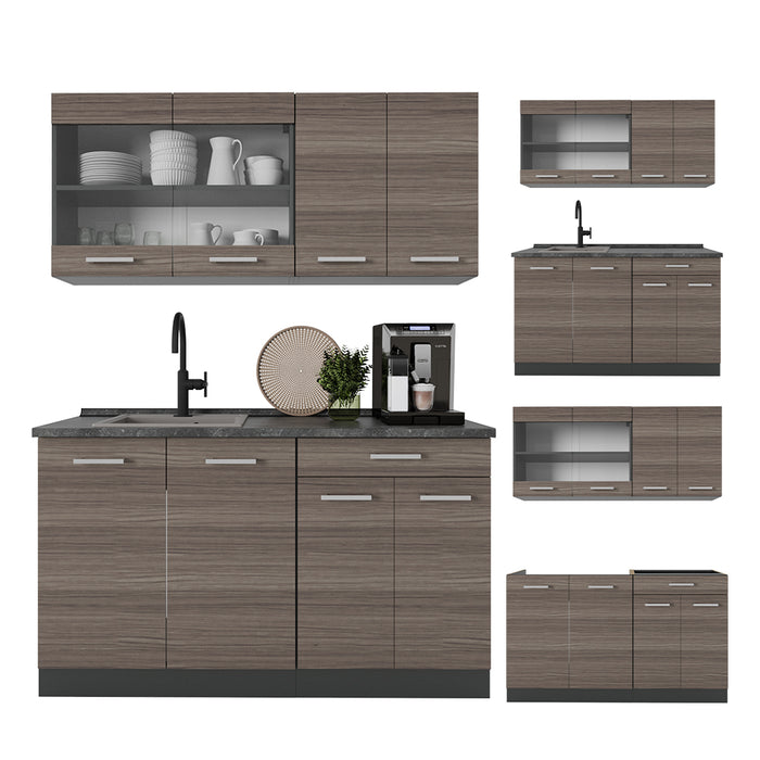 Vicco Cucina monoblocco Grigio nobile/antracite 140 cm , PL Marmo