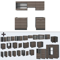 Vicco Cucina componibile Grigio nobile/antracite 200 cm senza piano di lavoro