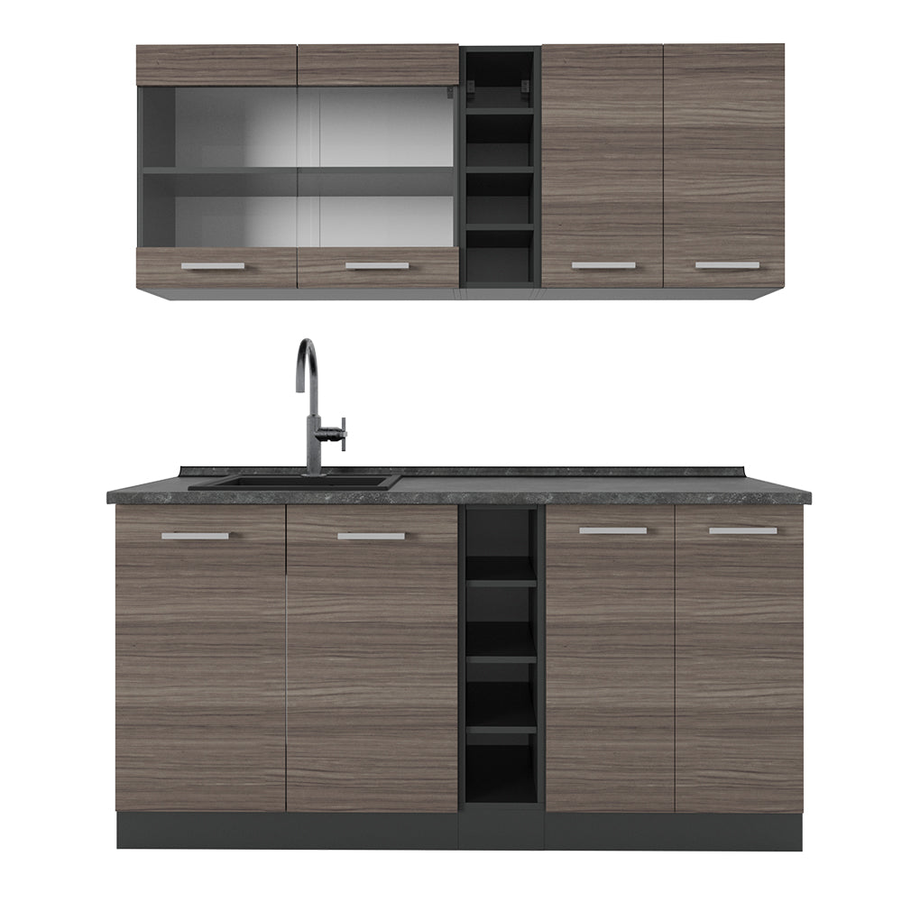 Vicco Cucina completa Grigio nobile/antracite 160 cm , PL Antracite