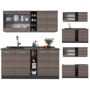 Vicco Cucina completa Grigio nobile/antracite 160 cm senza piano di lavoro