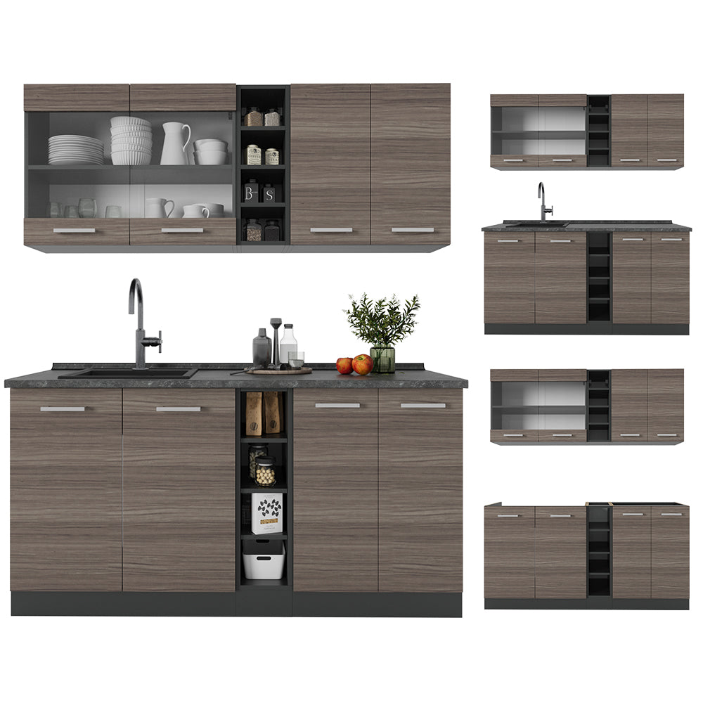 Vicco Cucina completa Grigio nobile/antracite 160 cm , PL Rovere