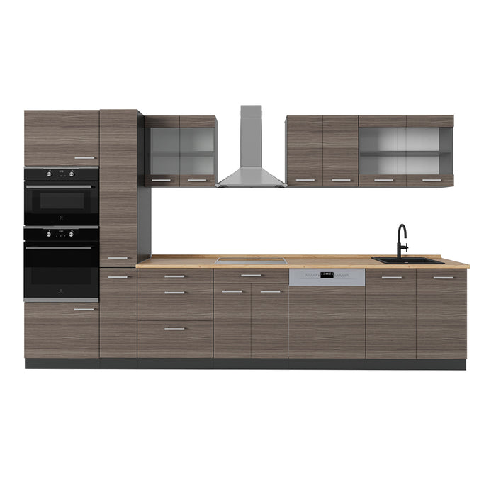 Vicco Cucina completa  Grigio nobile/antracite 350 cm , PL Rovere