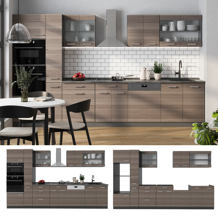 Vicco Cucina completa  Grigio nobile/antracite 350 cm , PL Antracite