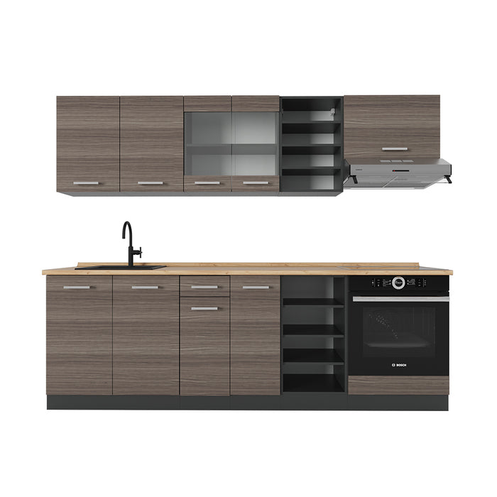 Vicco Cucina componibile Grigio nobile/antracite 240 cm senza piano di lavoro