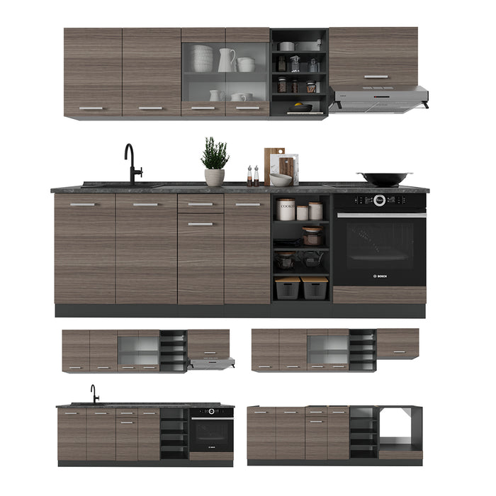 Vicco Cucina componibile Grigio nobile/antracite 240 cm , PL Marmo