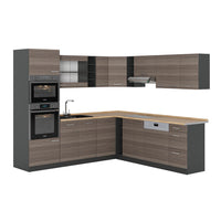 Vicco Cucina angolare completa Grigio nobile/antracite 237 x 60 cm senza piano di lavoro