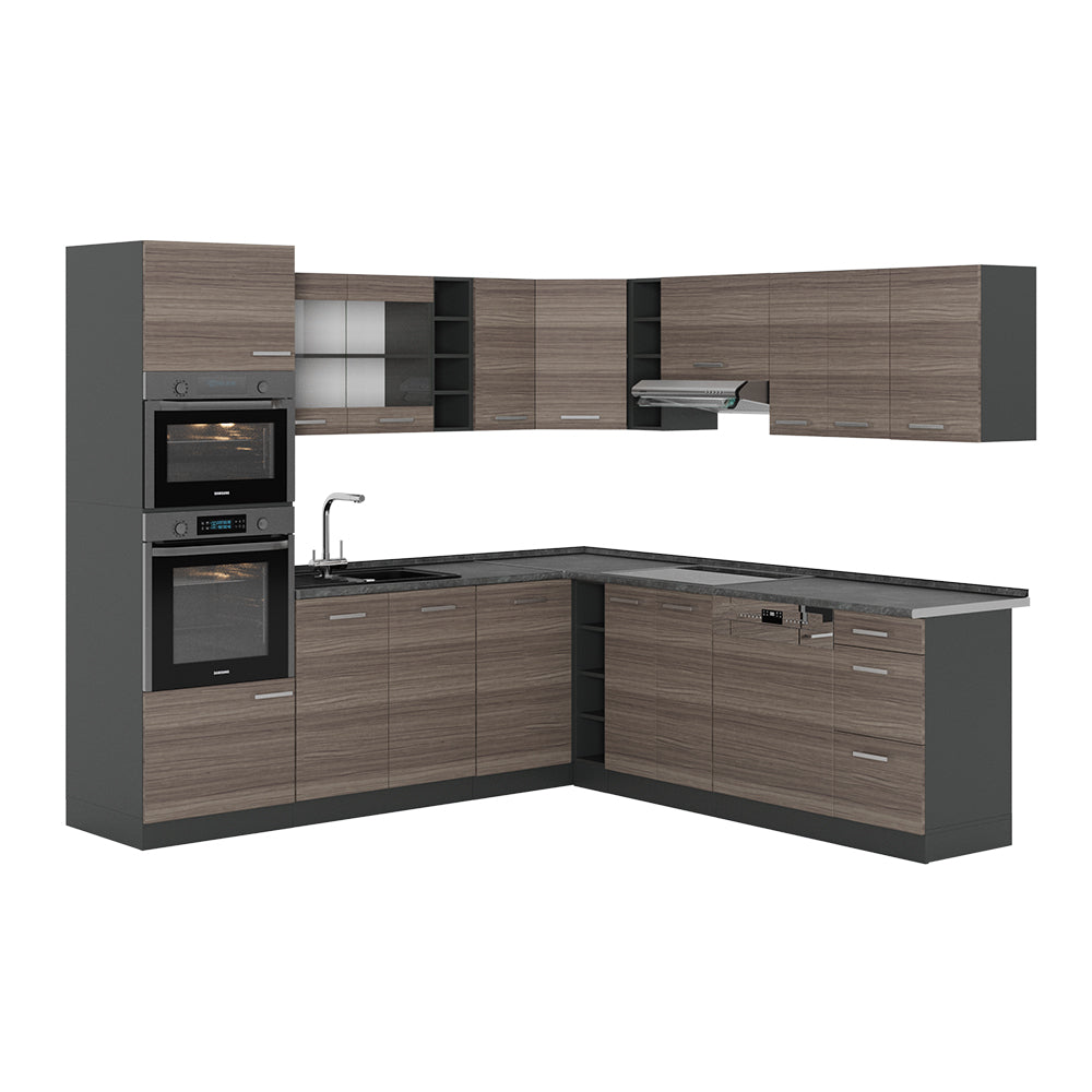 Vicco Cucina angolare completa Grigio nobile/antracite 237 x 247 cm , PL Antracite