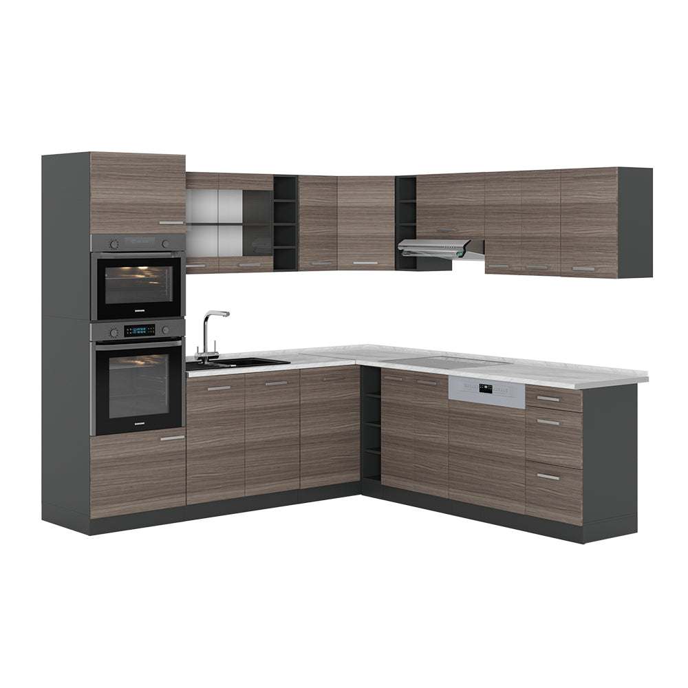 Vicco Cucina angolare completa Grigio nobile/antracite 237 x 247 cm , PL Marmo