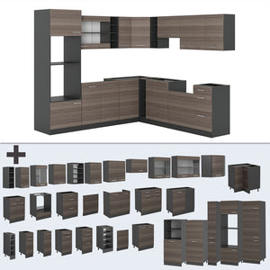 Vicco Cucina angolare completa Grigio nobile/antracite 237 x 247 cm , PL Antracite