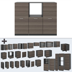 Vicco Cucine componibili piccole Grigio nobile/antracite 180 cm senza piano di lavoro