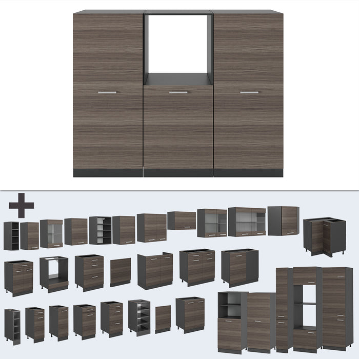 Vicco Cucine componibili piccole Grigio nobile/antracite 180 cm senza piano di lavoro