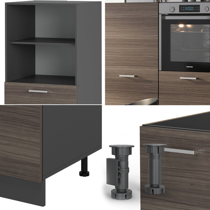 Vicco Cucine componibili piccole Grigio nobile/antracite 180 cm senza piano di lavoro