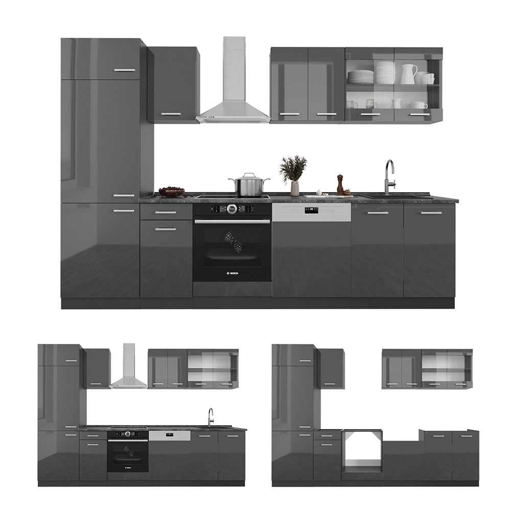 Vicco Cucina componibile Antracite lucido/antracite 300 cm , PL Antracite