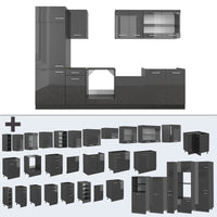 Vicco Cucina componibile Antracite lucido/antracite 300 cm senza piano di lavoro