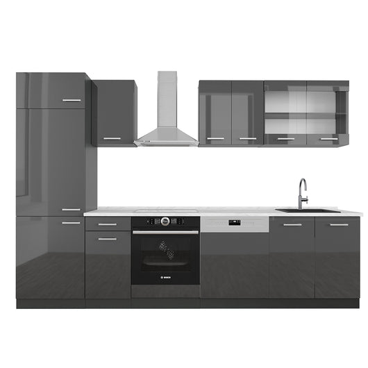 Vicco Cucina componibile Antracite lucido/antracite 300 cm , PL Marmo