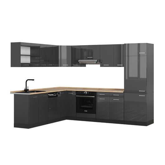Vicco Cucina angolare completa Antracite lucido/antracite 227 x 287 cm , PL Rovere