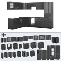 Vicco Cucina angolare completa Antracite lucido/antracite 227 x 287 cm senza piano di lavoro