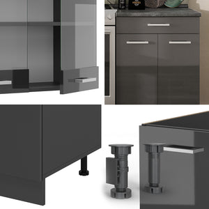 Vicco Cucina componibile Antracite lucido/antracite 200 cm , PL Antracite