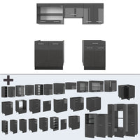 Vicco Cucina componibile Antracite lucido/antracite 200 cm , PL Marmo