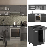 Vicco Cucina componibile Antracite lucido/antracite 200 cm , PL Marmo