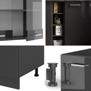 Vicco Cucina completa Antracite lucido/antracite 160 cm , PL Marmo