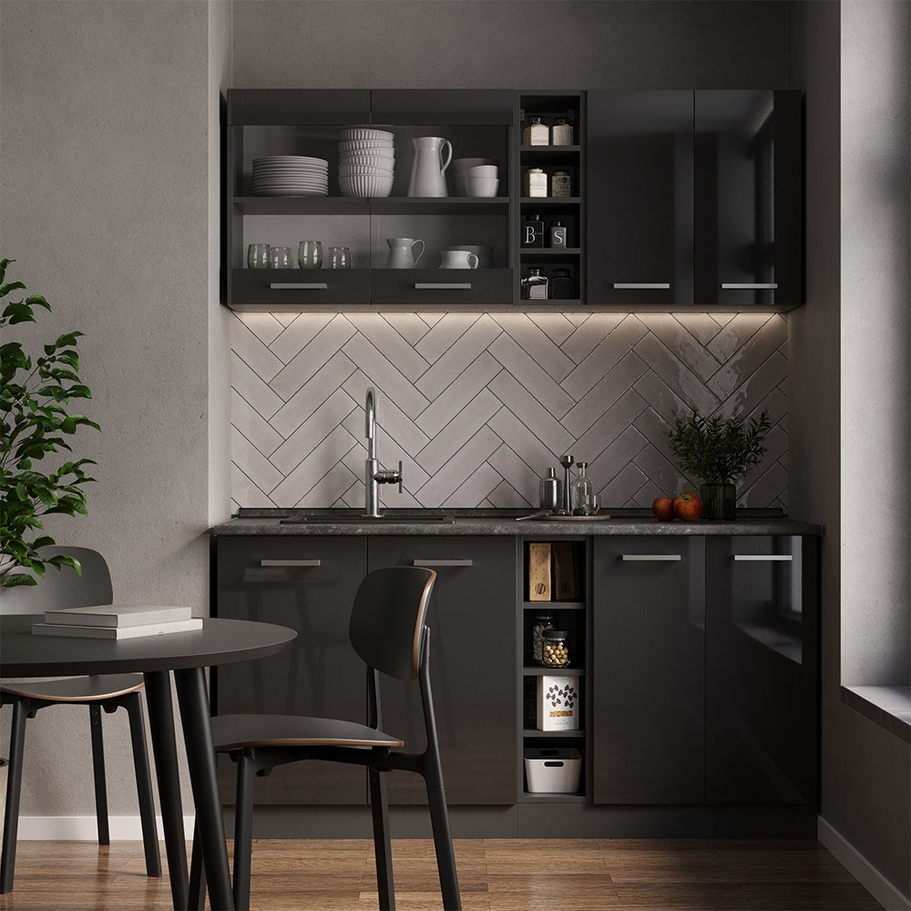 Vicco Cucina completa Antracite lucido/antracite 160 cm , PL Marmo