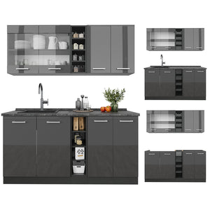 Vicco Cucina completa Antracite lucido/antracite 160 cm , PL Marmo