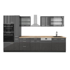 Vicco Cucina completa  Antracite lucido/antracite 350 cm , PL Rovere