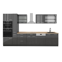 Vicco Cucina componibile Antracite lucido/antracite 350 cm senza piano di lavoro