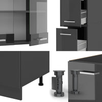 Vicco Cucina componibile Antracite lucido/antracite 350 cm senza piano di lavoro