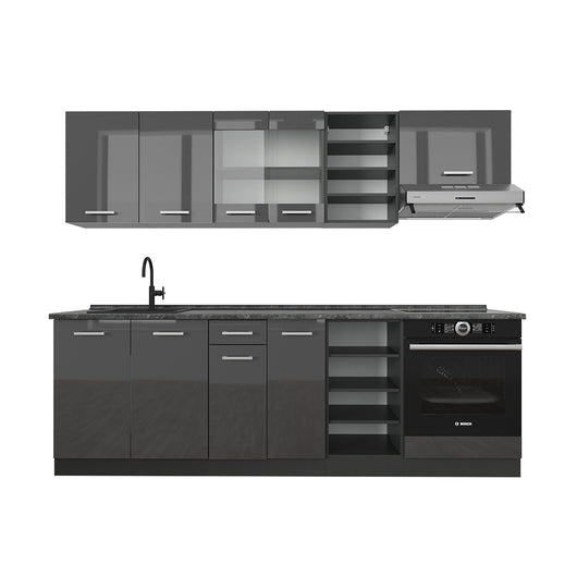 Vicco Cucina componibile Antracite lucido/antracite 240 cm , PL Antracite