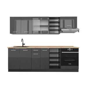 Vicco Cucina componibile Antracite lucido/antracite 240 cm senza piano di lavoro