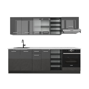 Vicco Cucina componibile Antracite lucido/antracite 240 cm , PL Marmo
