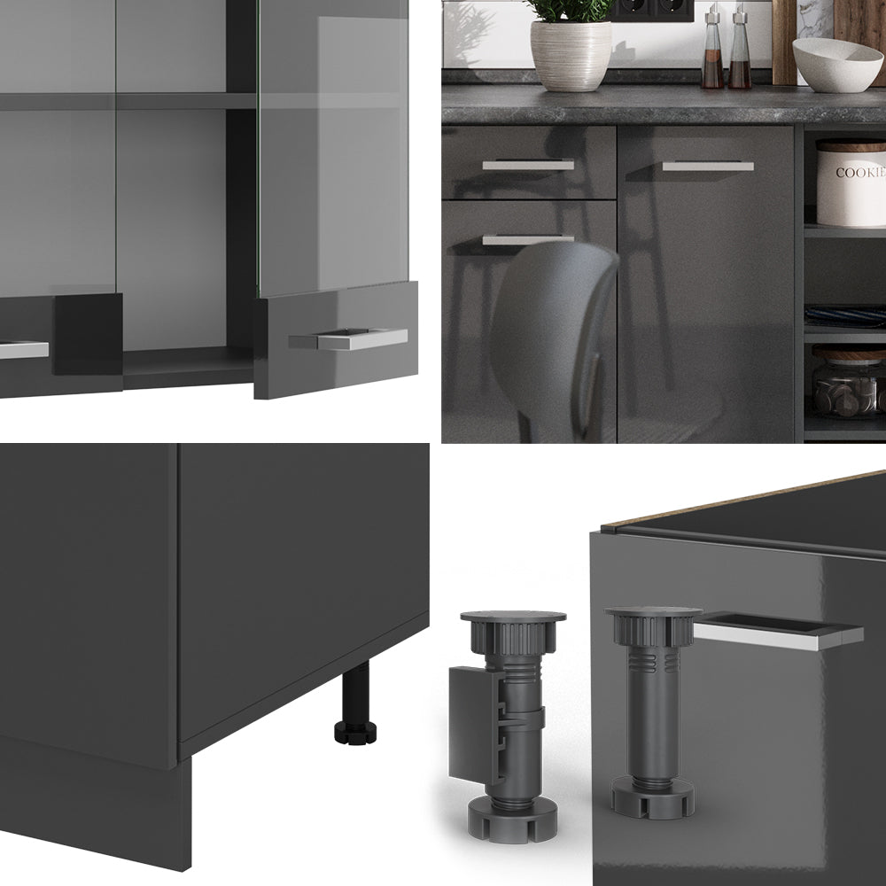 Vicco Cucina componibile Antracite lucido/antracite 240 cm , PL Antracite