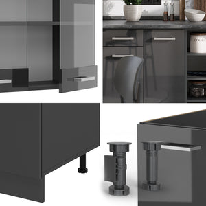 Vicco Cucina componibile Antracite lucido/antracite 240 cm senza piano di lavoro