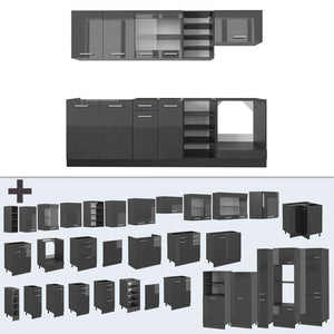 Vicco Cucina componibile Antracite lucido/antracite 240 cm senza piano di lavoro