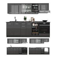 Vicco Cucina componibile Antracite lucido/antracite 240 cm , PL Marmo