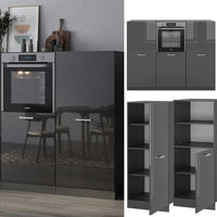 Vicco Cucine componibili piccole Antracite lucido/antracite 180 cm senza piano di lavoro