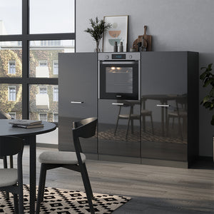 Vicco Cucine componibili piccole Antracite lucido/antracite 180 cm senza piano di lavoro