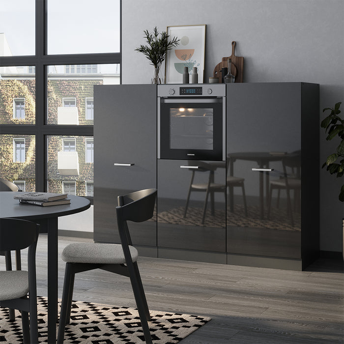 Vicco Cucine componibili piccole Antracite lucido/antracite 180 cm senza piano di lavoro