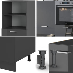 Vicco Cucine componibili piccole Antracite lucido/antracite 180 cm senza piano di lavoro