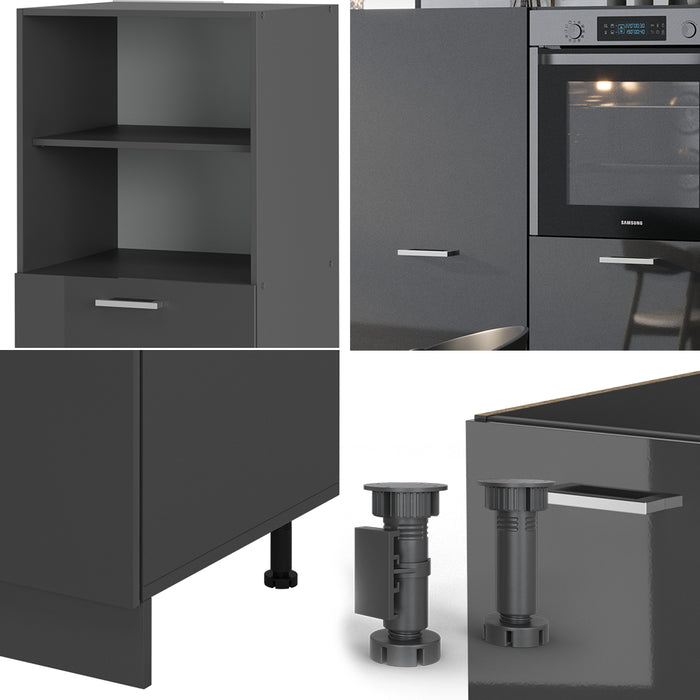 Vicco Cucine componibili piccole Antracite lucido/antracite 180 cm senza piano di lavoro