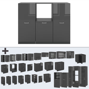 Vicco Cucine componibili piccole Antracite lucido/antracite 180 cm senza piano di lavoro