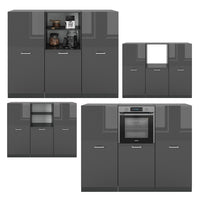 Vicco Cucine componibili piccole Antracite lucido/antracite 180 cm senza piano di lavoro