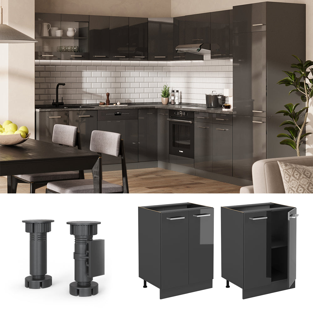 Vicco Mobiletto base cucina Antracite lucido 60 cm PL Marmo