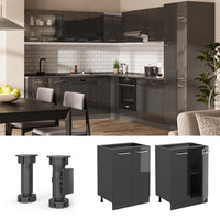 Vicco Mobiletto base cucina Antracite lucido 60 cm PL Marmo